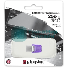 Флешка USB Kingston DataTraveler microDuo 3C (DTDUO3CG3/256GB), 256Gb, USB 3.2 Gen 1/Type-C, R/W 200/15, фиолетовый