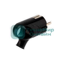 Вилка Евро Rexant угловая с з/к 16А с кольцом черная