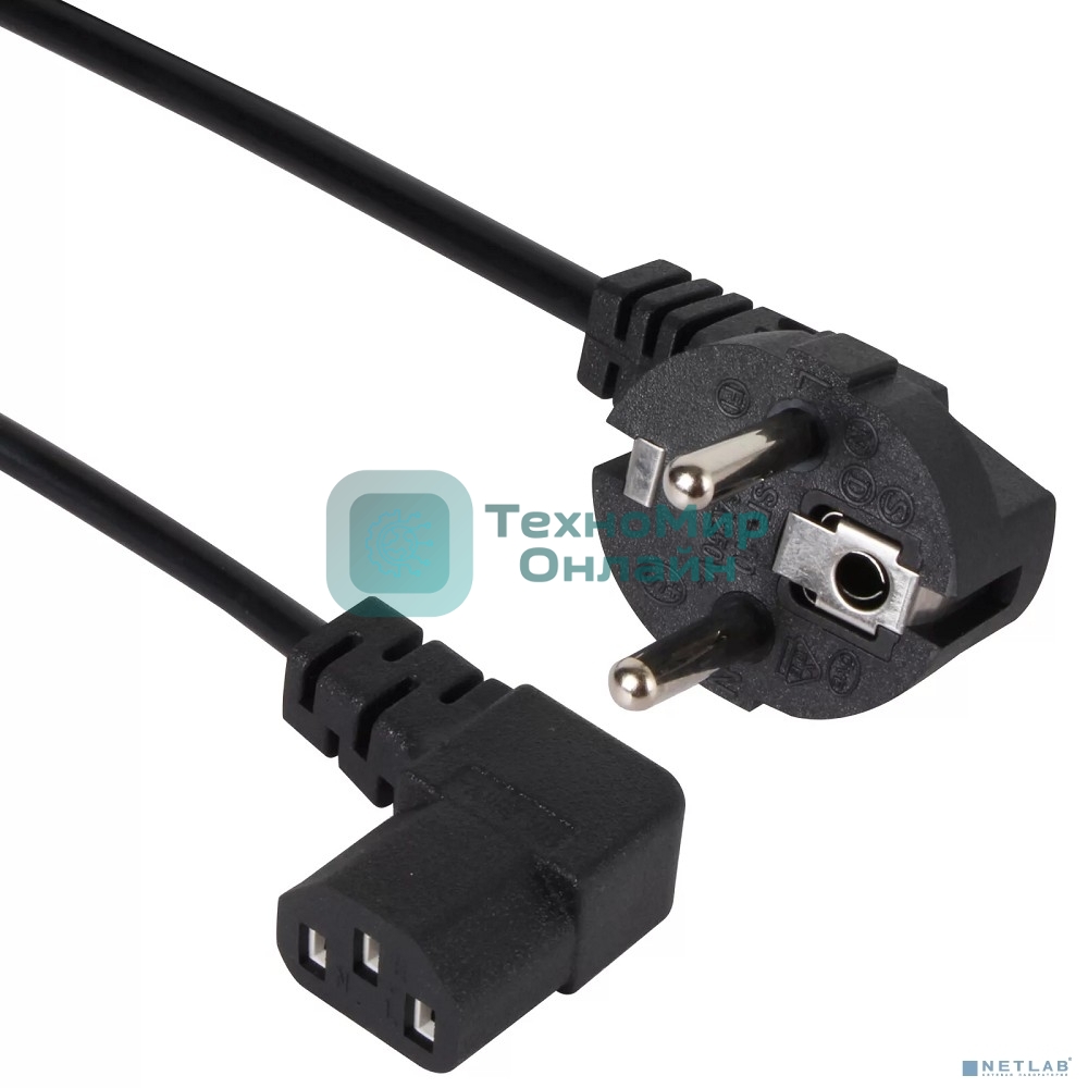 Кабель комп - розетка AOpen ACE021R-3M 220V EU (угол-угол) 3m