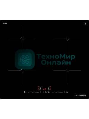 Варочная панель Kuppersberg ICI 625, индукция, High-Tech, 59 см, 9 уровней мощности, блокировка управления, автоматическое отключение, Inverter, таймер, Booster, Flexi-zone, слайдерное управление, черный