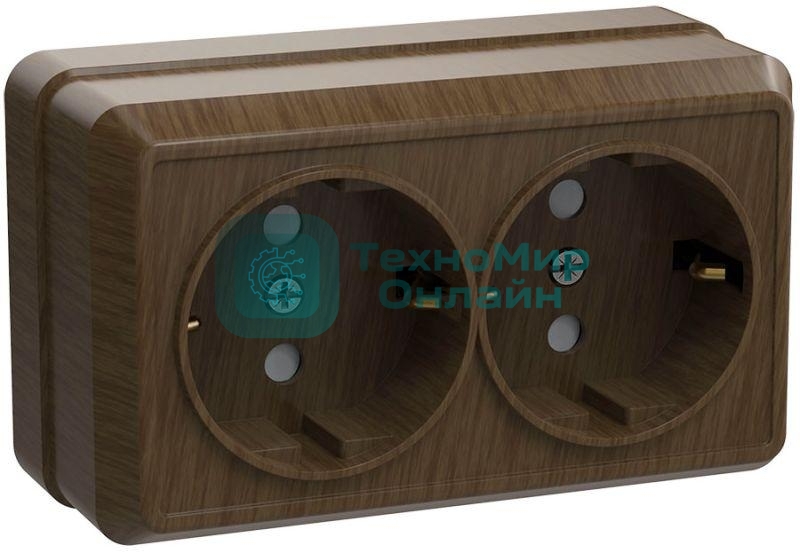 Розетка 2-м ОП Октава 16А РС22-3-ОД с заземл. дуб IEK ERO21-K04-16-DC