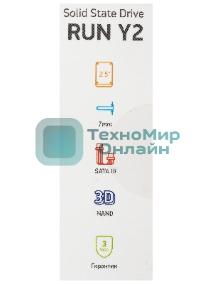Накопитель SSD Digma Run Y2, 128Gb, SATA III, 2.5
