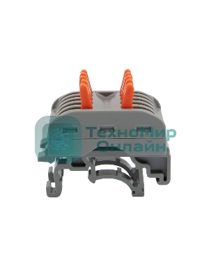 Клемма СМК Rexant 222-425D проходная 5-полюсная, с креплением на DIN-рейку (0,08-4 мм²), серый (4 шт./уп.)