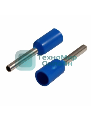 Наконечник штыревой втулочный Rexant изолированный, F-8 мм, 0.75 мм², НШВи 0.75-8/E7508, синий, в упак. 10 шт.