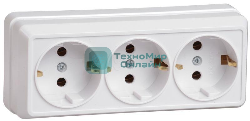 Розетка IEK ERO31-K01-16-DC РС23-3-ОБ 3 местн. с з/к 16А откр.уст. ОКТАВА (белый)