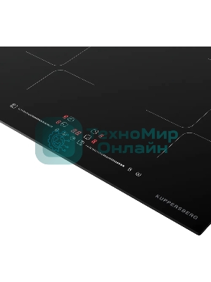Варочная панель Kuppersberg ICI 625, индукция, High-Tech, 59 см, 9 уровней мощности, блокировка управления, автоматическое отключение, Inverter, таймер, Booster, Flexi-zone, слайдерное управление, черный