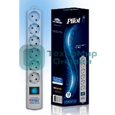 Сетевой фильтр Pilot S 1.8 м, 6 розеток, белый, коробка