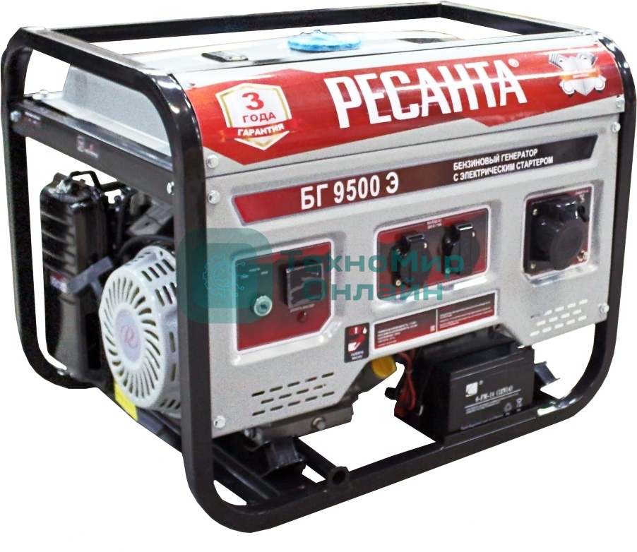 Электрогенератор бензиновый Ресанта БГ 9500 Э, 8 кВт, 75 дБ, 81.42 кг