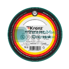 Изолента ПВХ Kranz 0.13х19 мм, 25 м, зеленая (5 шт./уп.)