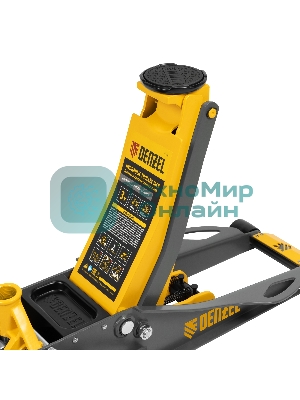 Домкрат гидравлический подкатной Denzel 3 т, 75-500 мм, быстрый подъем, низкий подхват, проф.