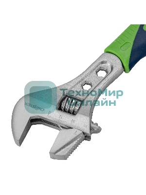 Ключ разводной, 200мм, переставная губка, двухкомпонентная рукоятка Сибртех