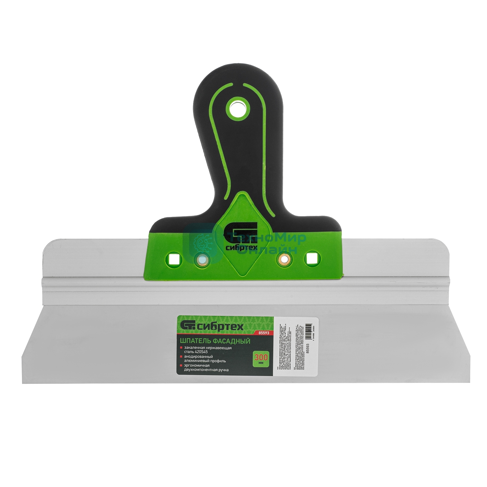 Шпатель фасадный Сибртех нержавеющая сталь 420S45, 300 мм, двухкомпонентная рукоятка