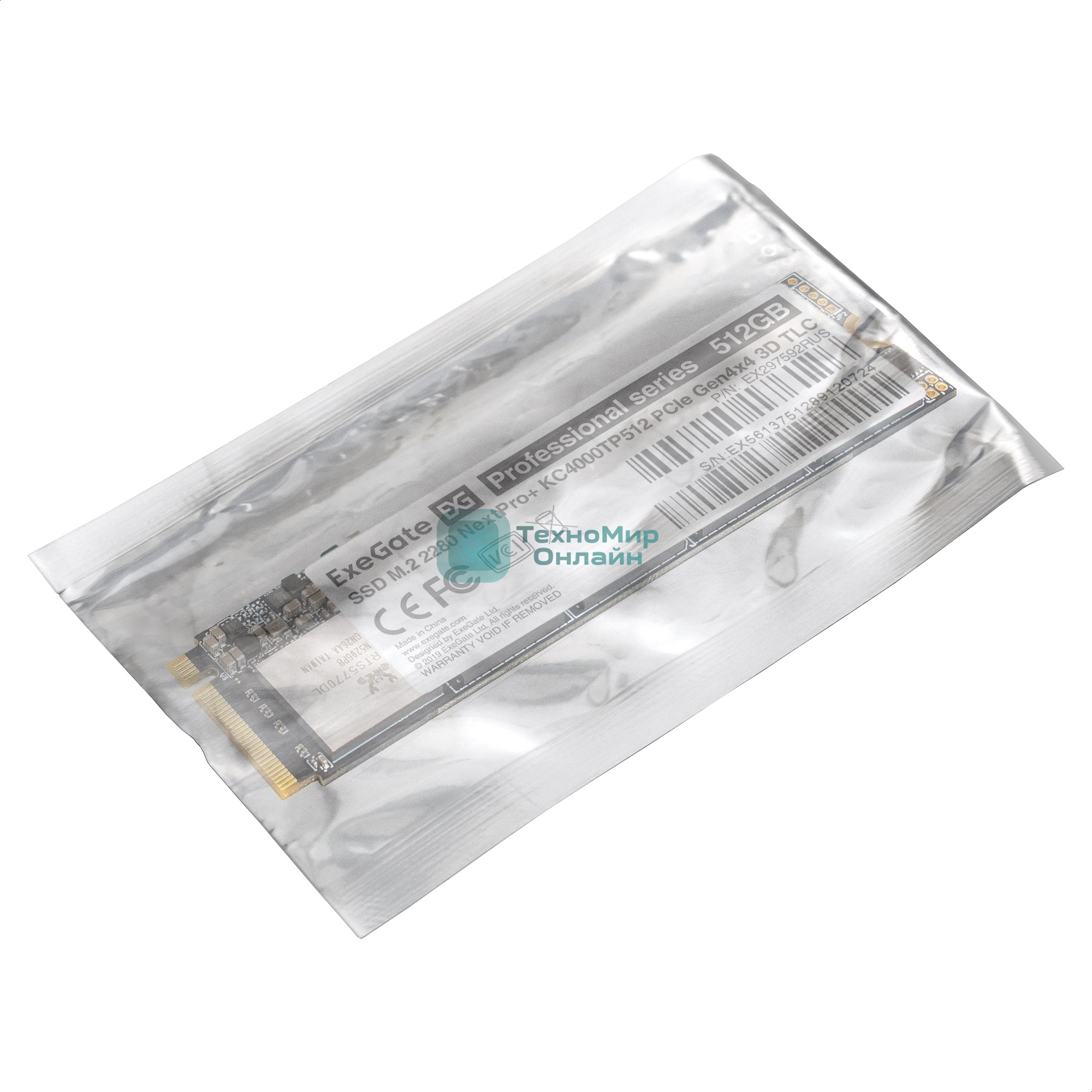 Накопитель SSD ExeGate NextPro+ KC4000TP512, 512Gb, M.2 2280, PCIe 4.0 x4, NVMe, R/W 5000/3600