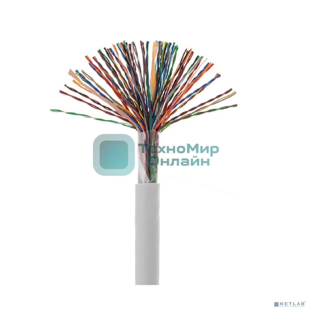 Кабель витая пара Rexant U/UTP, CAT 5е, PVC, 25PR, 24AWG, INDOOR, SOLID, серый, 305м