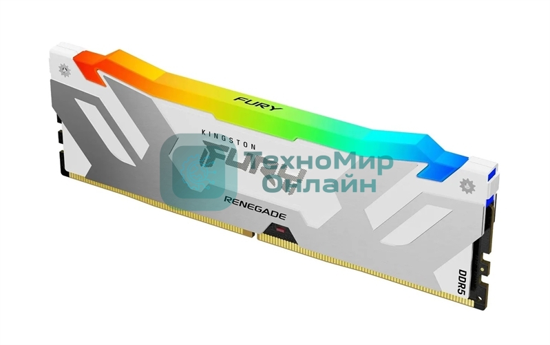 Оперативная память Kingston Fury Renegade, DDR5, 16Gb (1x16 GB), 6400 MHz, CL32, DIMM, радиатор, RGB, белый