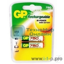 Аккумулятор GP Rechargeable NiMH 75AAAHC 750mAh, 2 шт AAA, 750мАч (2 шт. в клемшеле)
