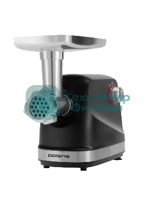 Мясорубка электрическая Polaris PMG 2582 черный, 2500 Вт, 2.7 кг/мин, реверс, защита от перегрузки, металлический лоток, насадки - 5