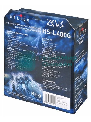 Гарнитура проводная с микрофоном Oklick ZEUS HS-L400G черно-синие 1.8м мониторы оголовье (NO-3000 LED)