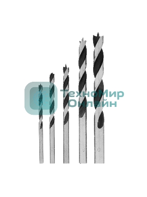 Набор сверл Matrix по дереву, 4-5-6-8-10 мм 5шт цилиндр, хвостовик, пластиковый