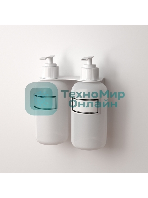 Держатель дозатора для жидкого мыла и шампуней Rexant на 2 флакона настенный, белый