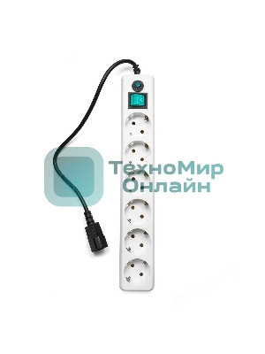Сетевой фильтр Гарнизон ЕНW-0 0,5 м 6 розеток белый для UPS 