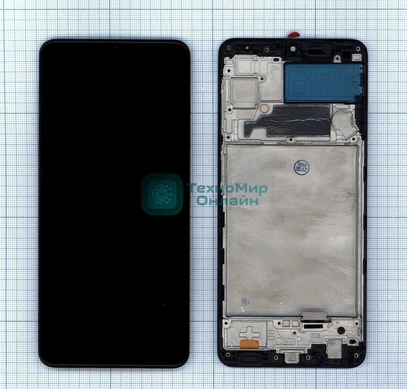 Дисплей для Samsung Galaxy A22 SM-A225F в сборе с тачскрином и рамкой (OLED) черный