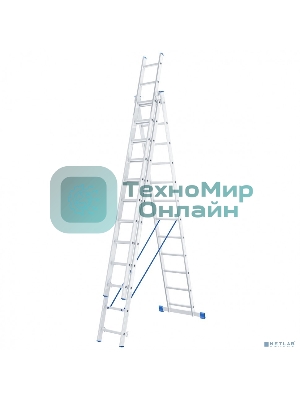 Лестница Сибртех, 3 х 12 ступеней, алюминиевая, трехсекционная