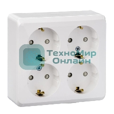 Розетка 4-м ОП Этюд 16А 250В защ. шторки с заземл. белый SchE PA16-208B