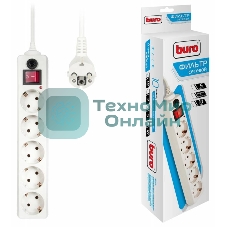 Сетевой фильтр Buro 500SH-1.8-W 1.8 м, 5 розеток, белый, коробка