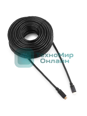 Кабель Cablexpert HDMI CC-HDMI4-30M, 19M/19M, v1.4, медь, позол.разъемы, экран, усилитель сигнала, 30м, черный, пакет