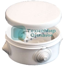 Коробка распределительная ОП d90х45 4 выхода 4 гермоввода с клемм. 10А 6 контактов IP54 крышка защелкивающаяся бел. Epplast 140143