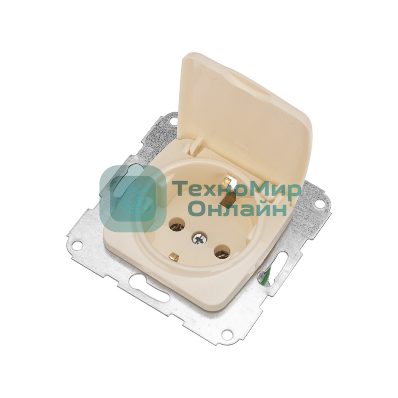 Розетка Kranz 1-ая керамика с/з с крышкой DEA с/у 16А мех. бежевый
