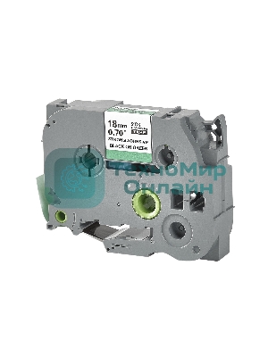 Кассета с лентой S'OK by Sakura Printing TZES741 для Brother, черный на зеленом, 18мм/8м, наклейка