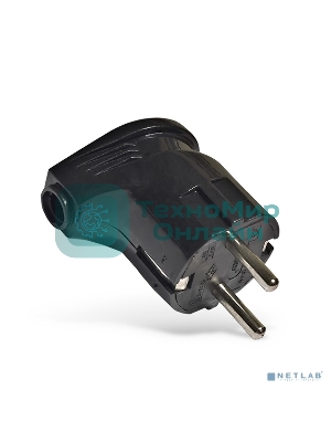 Вилка электрич. с заземл. угл. черный 16А 250В (еврослот) UNIVersal А0105