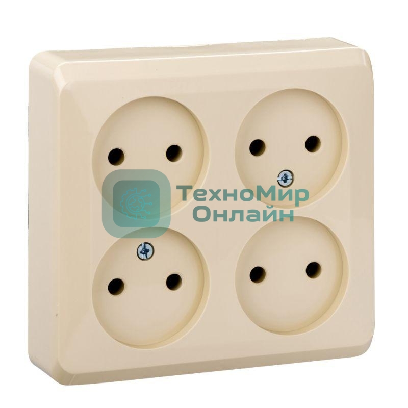 Розетка 4-м ОП Этюд 16А IP20 без заземл. крем. SchE PA16-205K