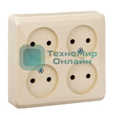 Розетка 4-м ОП Этюд 16А IP20 без заземл. крем. SchE PA16-205K