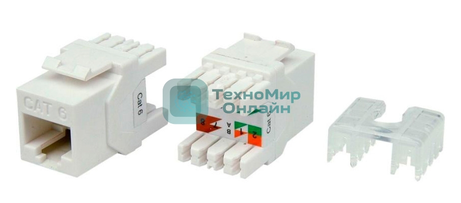 Вставка Keystone Jack RJ-45(8P8C) кат. 6 180град. KJ8-8P8C-C6-180-WH бел. Hyperline 426189