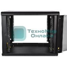 Шкаф телеком. настенный разборный 6U (600х350) дверь стекло, цвет черный (ШРН-Э-6.350-9005) (1 коробка)