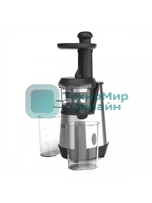 Соковыжималка BQ J2003 чёрный/стальной, шнековая вертикальная, 200 Вт, 600 мл, электронное, реверс