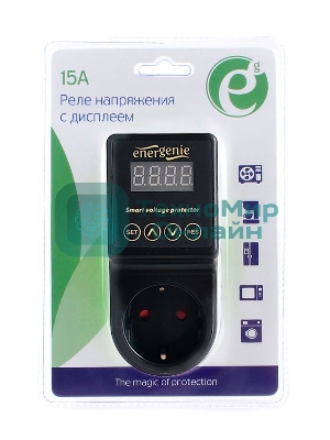 Реле напряжения c дисплеем Energenie EHB8-3, 15A, черное