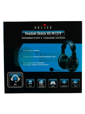 Гарнитура Oklick HS-M137V чёрный, проводная, 3.5 мм