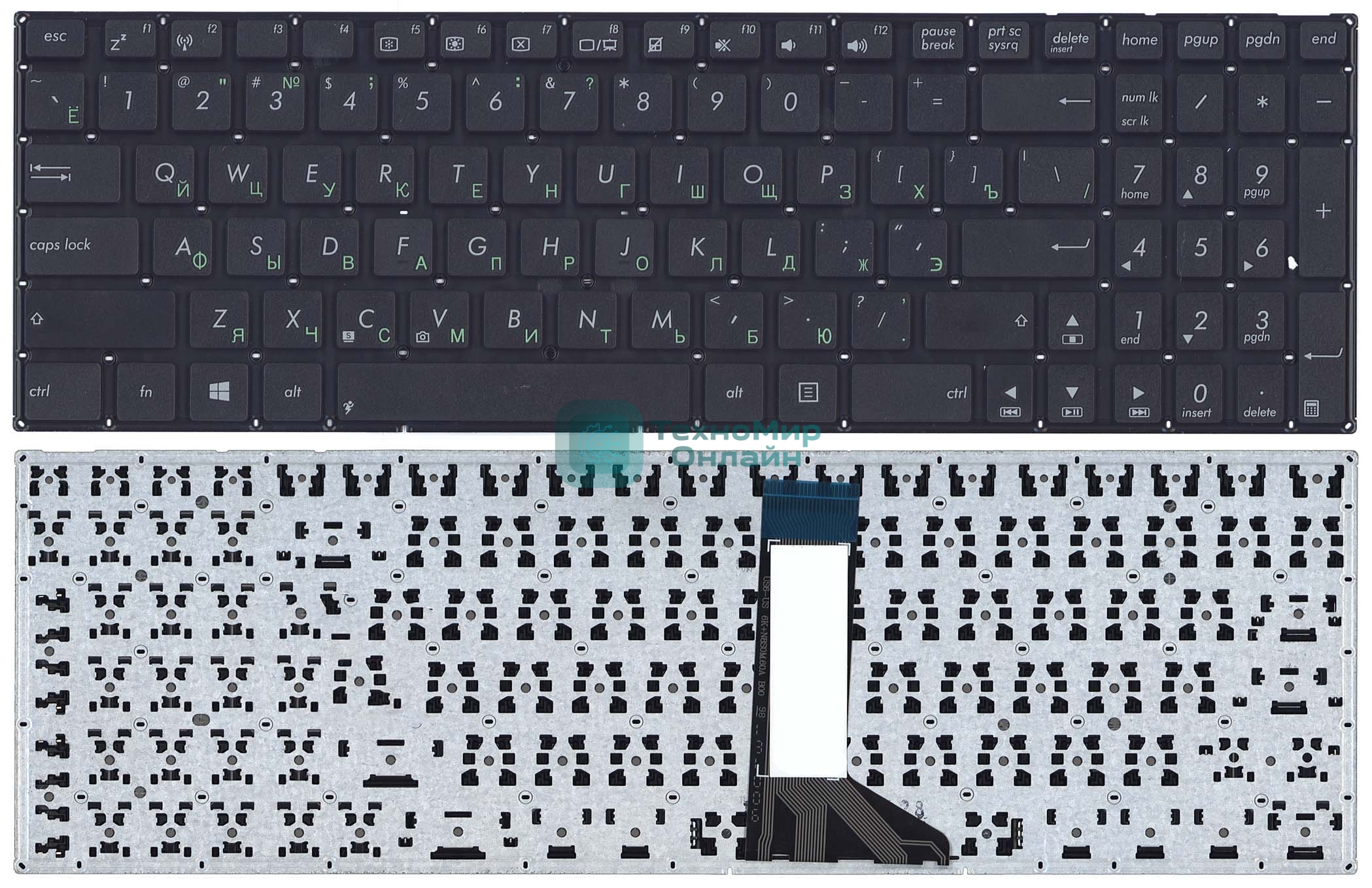 Клавиатура для ноутбука Asus X551 X551CA X551MA черная без рамки (плоский Enter)