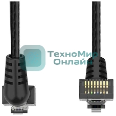 Патч-корд Vention прямой UTP cat.6a, RJ45 угол 90 - 1м. черный