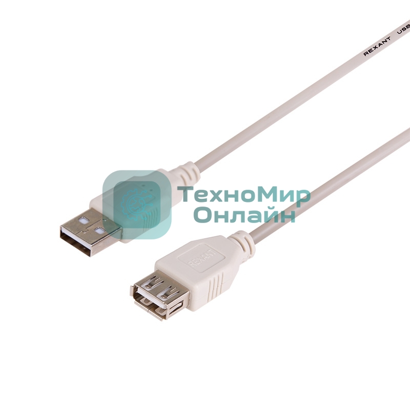 Кабель USB Rexant (шт. USB A - гн. USB A) 3 метра, серый