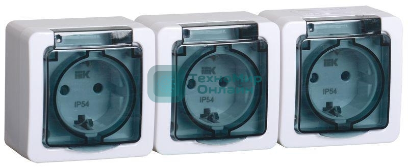 Розетка силовая IEK ERMP32-K03-16-54-EC РСб23-3-ГПБд роз 3м с з/к о/у IP54 (дымчатый) ГЕРМЕС PLUS