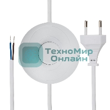 Сетевой шнур с напольным переключателем 2х0,75 мм², 2,5 м белый Rexant