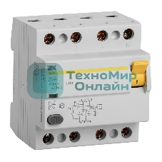 Выключатель дифференциального тока (УЗО) 4п 25А 30мА тип AC ВД1-63 IEK MDV10-4-025-030