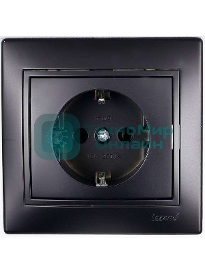 Розетка 1-м СП Мира керам. с заземл.черный бархат LEZARD 701-4242-122