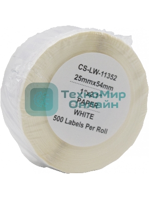 Этикетки Cactus CS-LW-11352 сег.:54x25мм черный белый 500шт/рул Dymo Label Writer 450/4XL