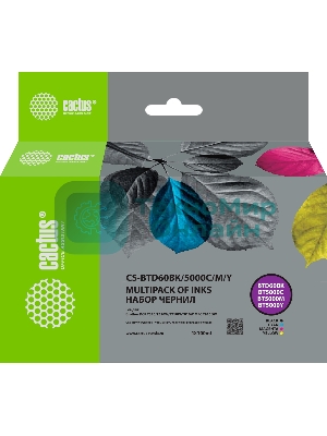 Чернила Cactus CS-BTD60BK/5000M/C/Y голубой/пурпурный/желтый/черный набор 4x100мл для Brother DCP-T300/T500W/T700W/MFC-T800W